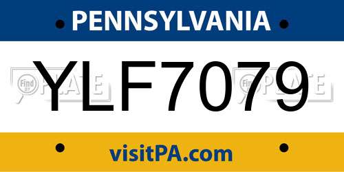 YLF7079 Pennsylvania License Plate