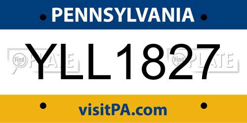YLL1827 Pennsylvania License Plate