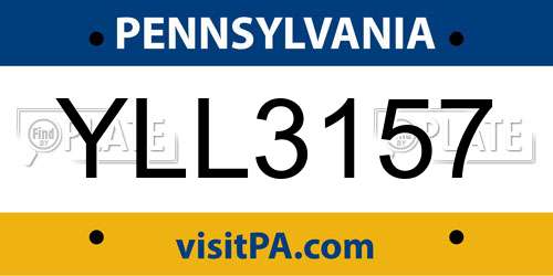 YLL3157 Pennsylvania License Plate