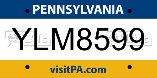 YLM8599 Pennsylvania License Plate