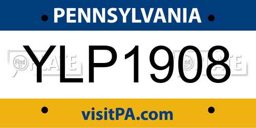 YLP1908 Pennsylvania License Plate