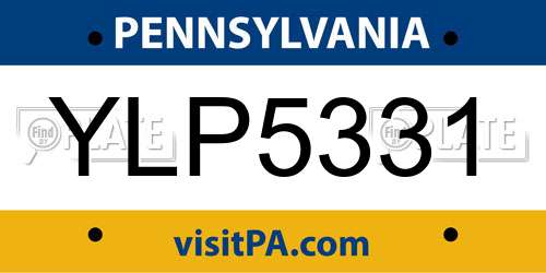 YLP5331 Pennsylvania License Plate