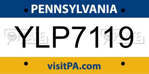 YLP7119 Pennsylvania License Plate