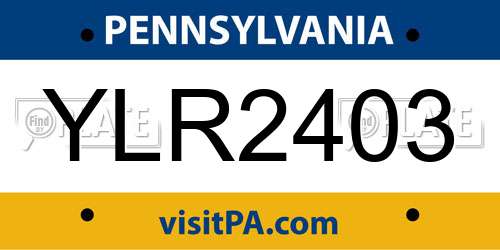 YLR2403 Pennsylvania License Plate