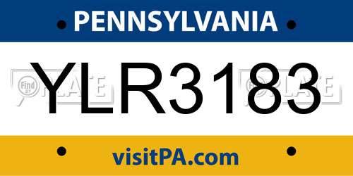 YLR3183 Pennsylvania License Plate