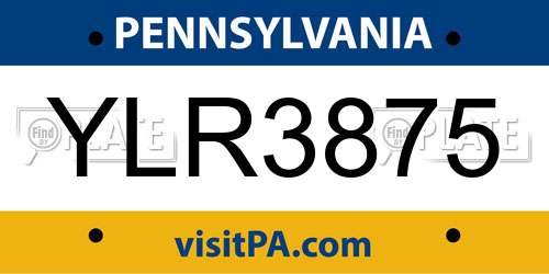 YLR3875 Pennsylvania License Plate