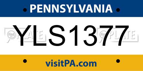 YLS1377 Pennsylvania License Plate