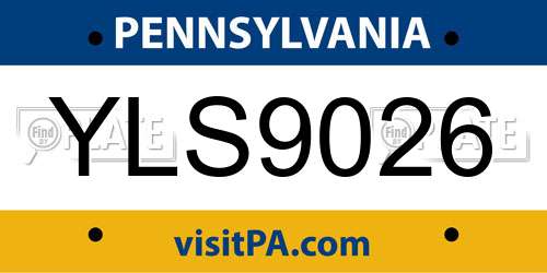 YLS9026 Pennsylvania License Plate