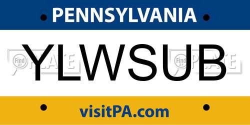 YLWSUB Pennsylvania License Plate