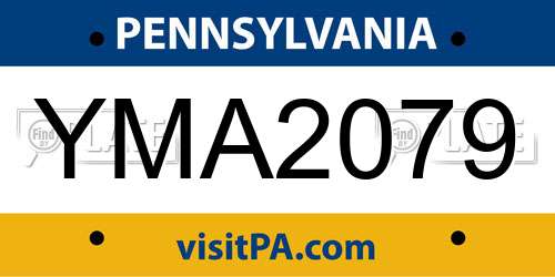 YMA2079 Pennsylvania License Plate