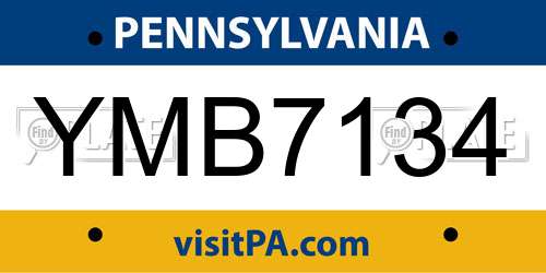 YMB7134 Pennsylvania License Plate