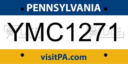 YMC1271 Pennsylvania License Plate