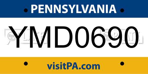 YMD0690 Pennsylvania License Plate