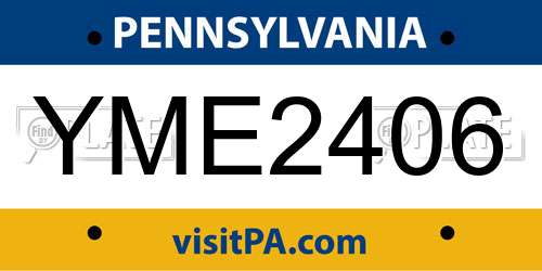 YME2406 Pennsylvania License Plate