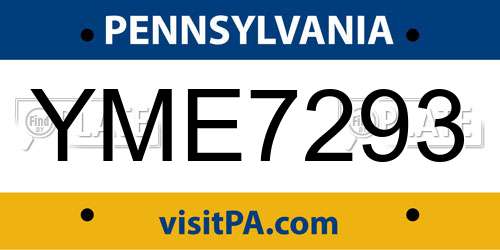 YME7293 Pennsylvania License Plate