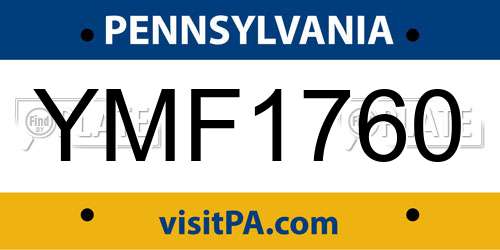 YMF1760 Pennsylvania License Plate