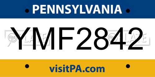 YMF2842 Pennsylvania License Plate
