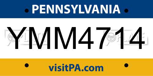 YMM4714 Pennsylvania License Plate