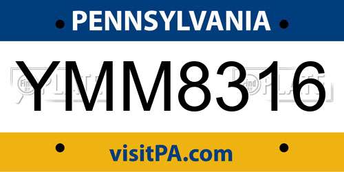 YMM8316 Pennsylvania License Plate
