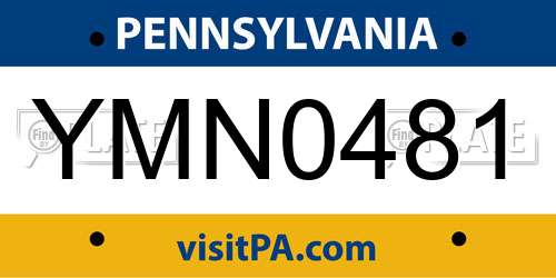 YMN0481 Pennsylvania License Plate