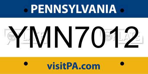 YMN7012 Pennsylvania License Plate