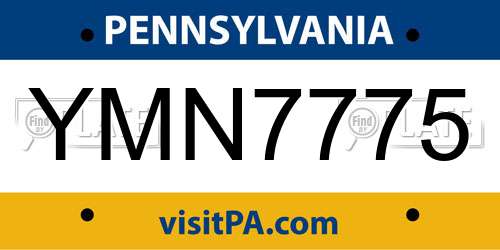 YMN7775 Pennsylvania License Plate