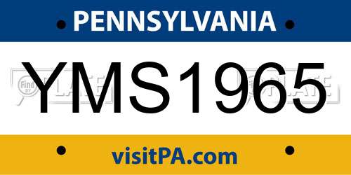 YMS1965 Pennsylvania License Plate