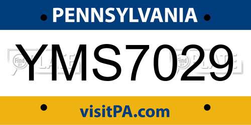 YMS7029 Pennsylvania License Plate