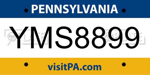 YMS8899 Pennsylvania License Plate
