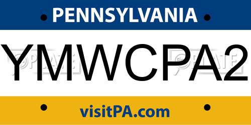 YMWCPA2 Pennsylvania License Plate