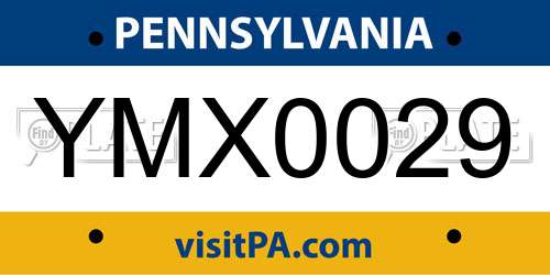 YMX0029 Pennsylvania License Plate