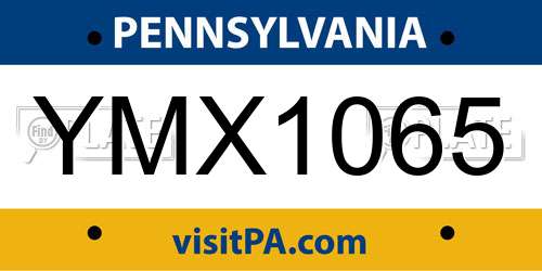 YMX1065 Pennsylvania License Plate