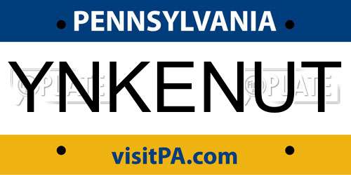YNKENUT Pennsylvania License Plate