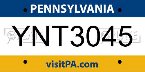YNT3045 Pennsylvania License Plate