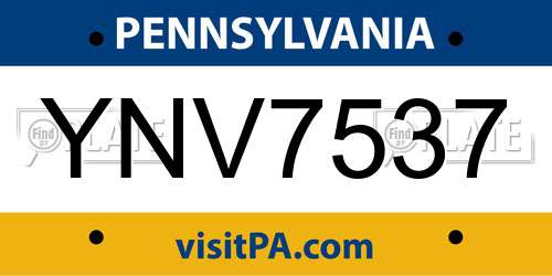 YNV7537 Pennsylvania License Plate