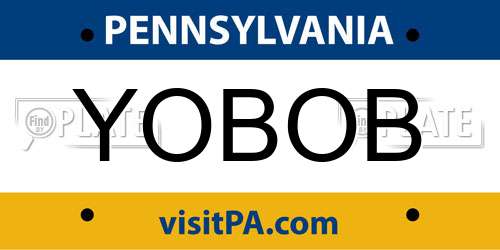 YOBOB Pennsylvania License Plate