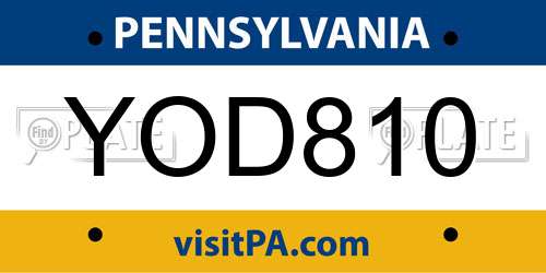 YOD810 Pennsylvania License Plate