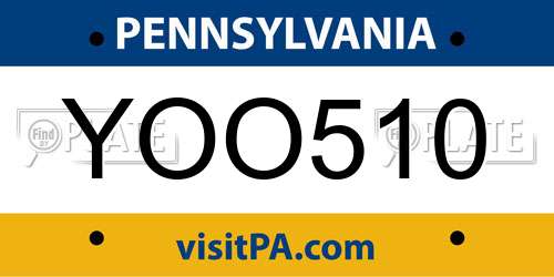 YOO510 Pennsylvania License Plate
