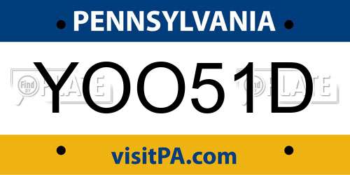 YOO51D Pennsylvania License Plate