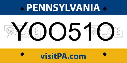 YOO51O Pennsylvania License Plate