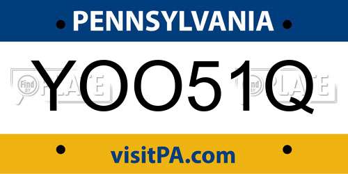 YOO51Q Pennsylvania License Plate