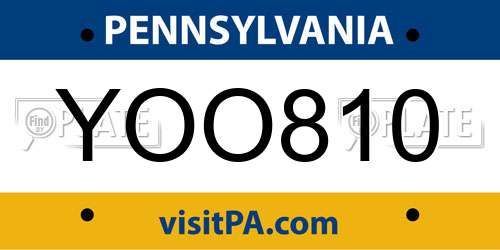 YOO810 Pennsylvania License Plate