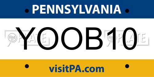 YOOB10 Pennsylvania License Plate