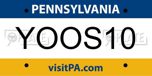YOOS10 Pennsylvania License Plate