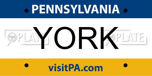 YORK Pennsylvania License Plate
