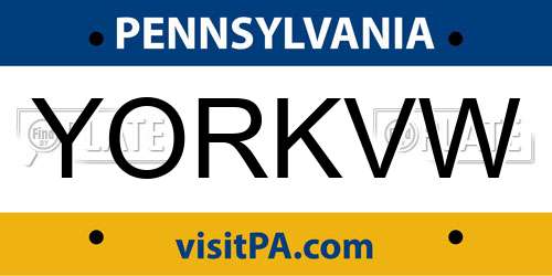 YORKVW Pennsylvania License Plate