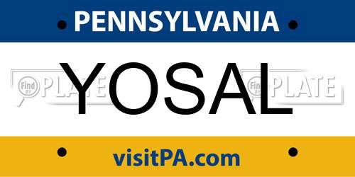 YOSAL Pennsylvania License Plate