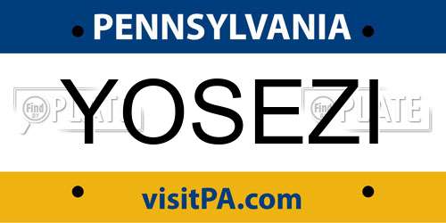 YOSEZI Pennsylvania License Plate