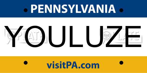 YOULUZE Pennsylvania License Plate