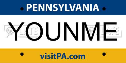 YOUNME Pennsylvania License Plate